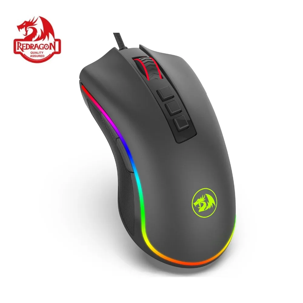Игровая мышь Redragon M711 COBRA, Проводная игровая мышь с RGB светодиодный Ной Цветной подсветкой, 16,8 миллионов цветов, 10000 DPI, 7 программируемых кнопок, для Dota