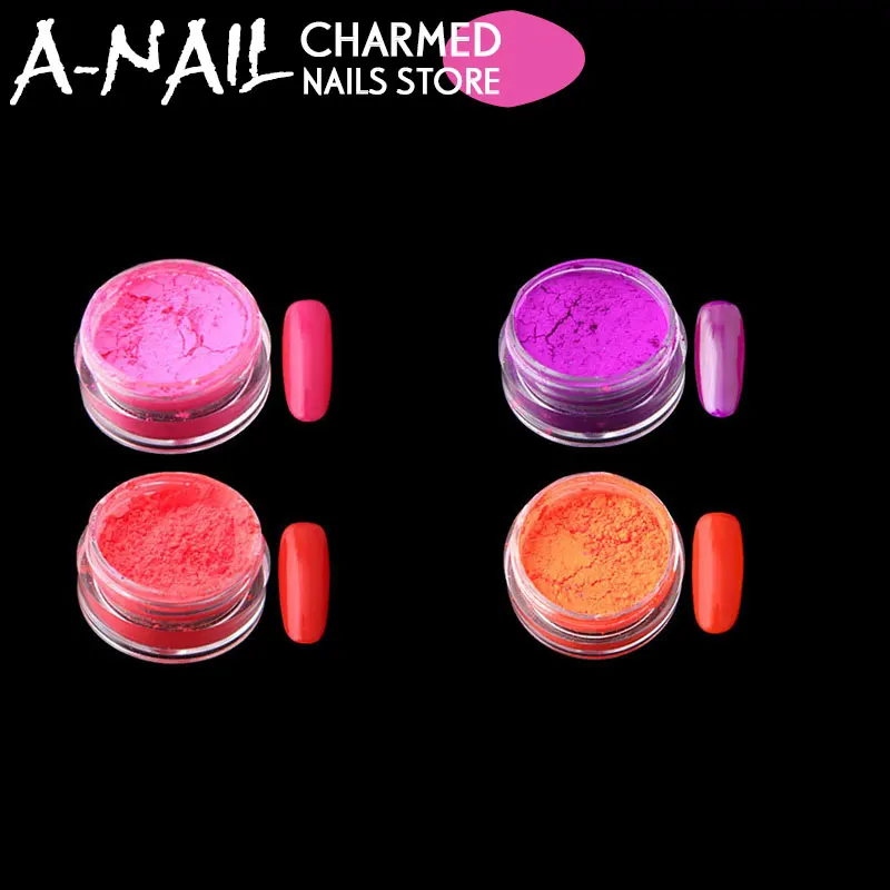 12 баночек/набор неоновый пигмент флуоресцентный блеск для ногтей цвет пудра