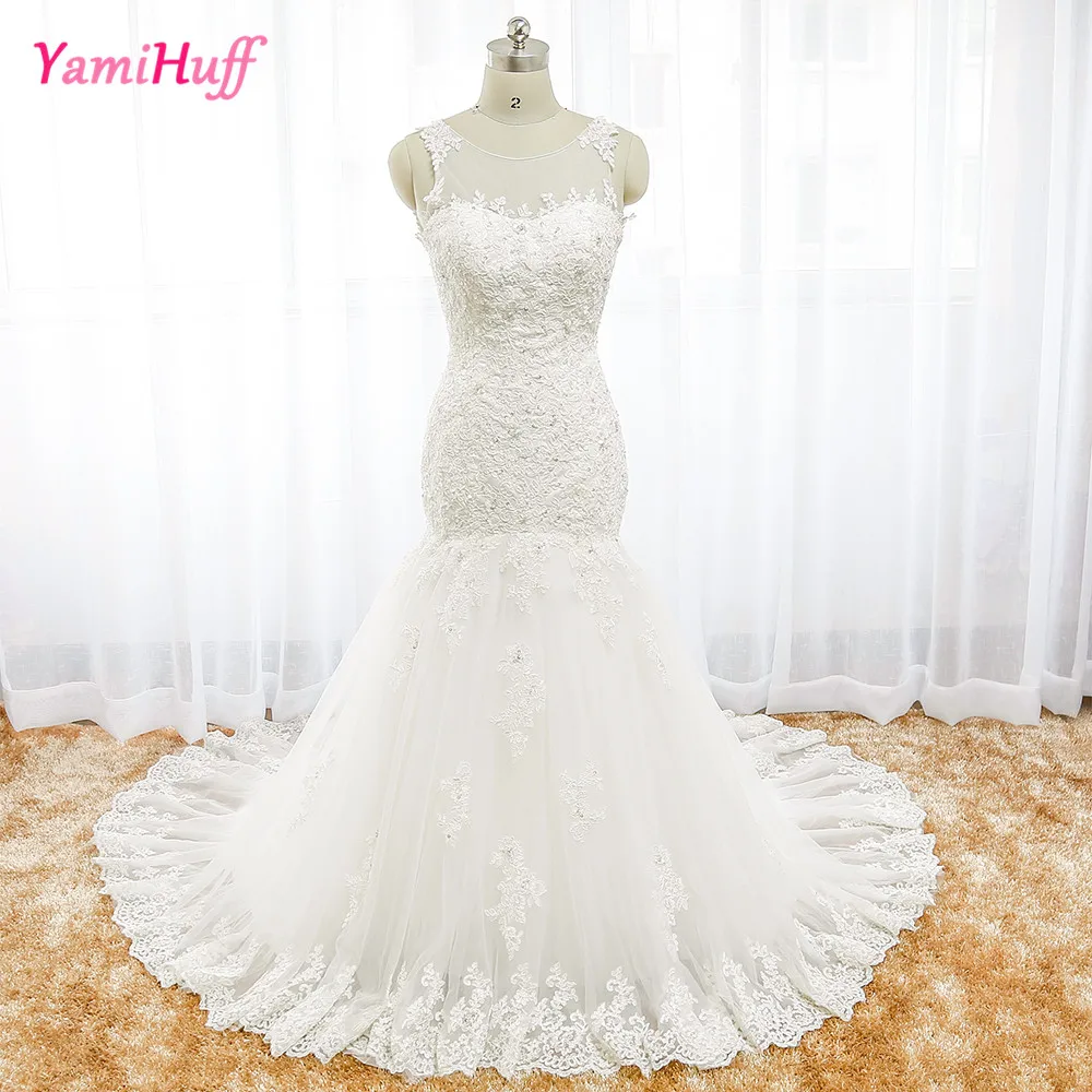 Сказочный дизайн 2016 свадебные платья кружевные русалки с глубоким вырезом