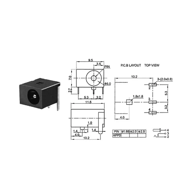 10pcs DC-044 5.5x2.1mm DC Power Jack Socket Connector 3-Pin Panel Mount Plug | Обустройство дома