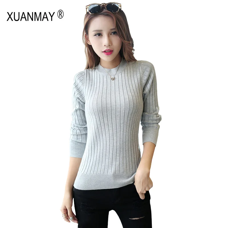 2017 Winter plus Thick Pullover long sleeve sweater lining warm Green Sweater female Fashion Casual knit | Женская одежда