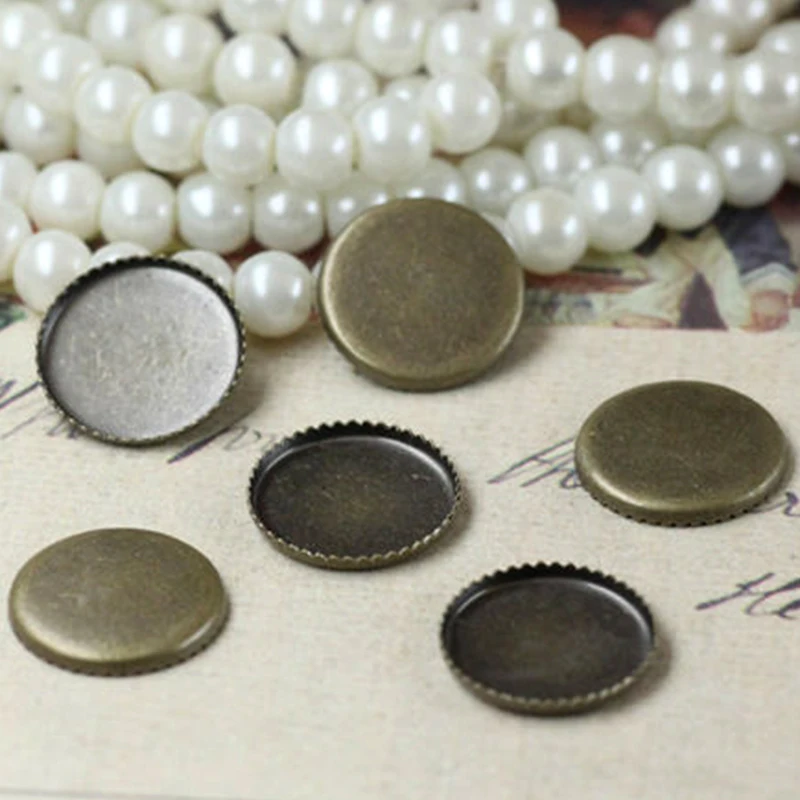 20pcs 10mm 12mm 14mm 16mm 18mm Round Antique Bronze Pendants Setting Cabochon Cameo Base Tray Bezel Blank DIY Jewelry Findings