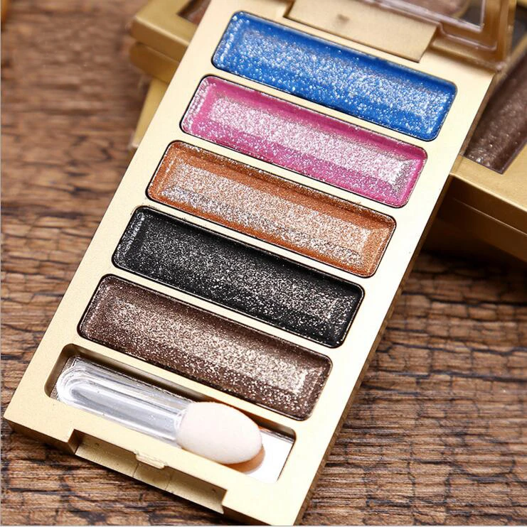 Профессиональный макияж для глаз 5 видов цветов Палитра теней век Золотая