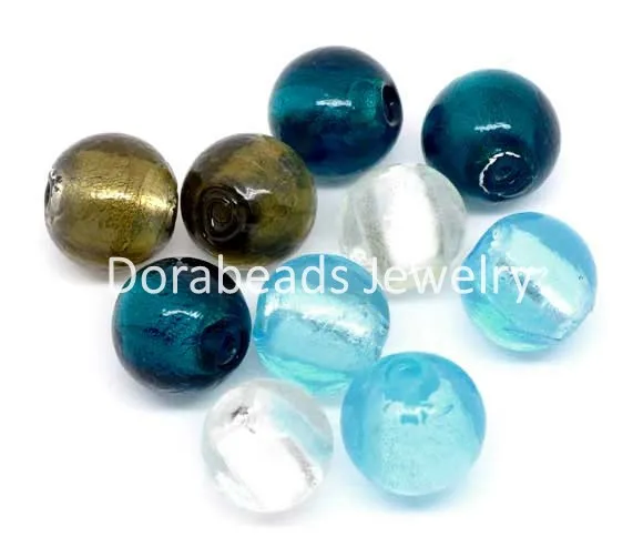 20 смешанный Фольга Стекло Lampwork Круглые шарики прокладки 16 мм (B09195) | Украшения и