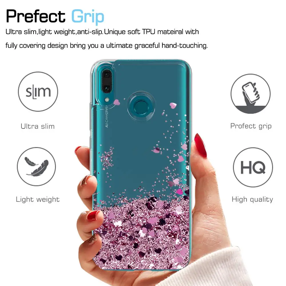 Huawei Y9 2019 case Dynamic Liquid Quicksand Glitter Cases on For Enjoy 9 plus Coque Soft TPU Slicone Cover |