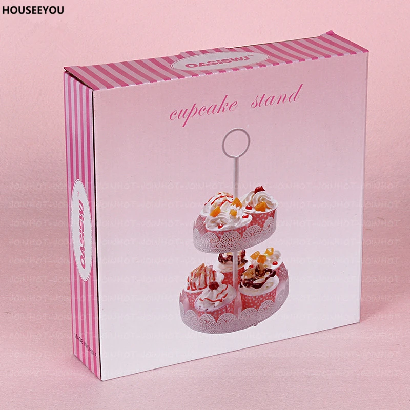 2 яруса поднос для печенья белая кружевная искусственная кожа украшение торта на