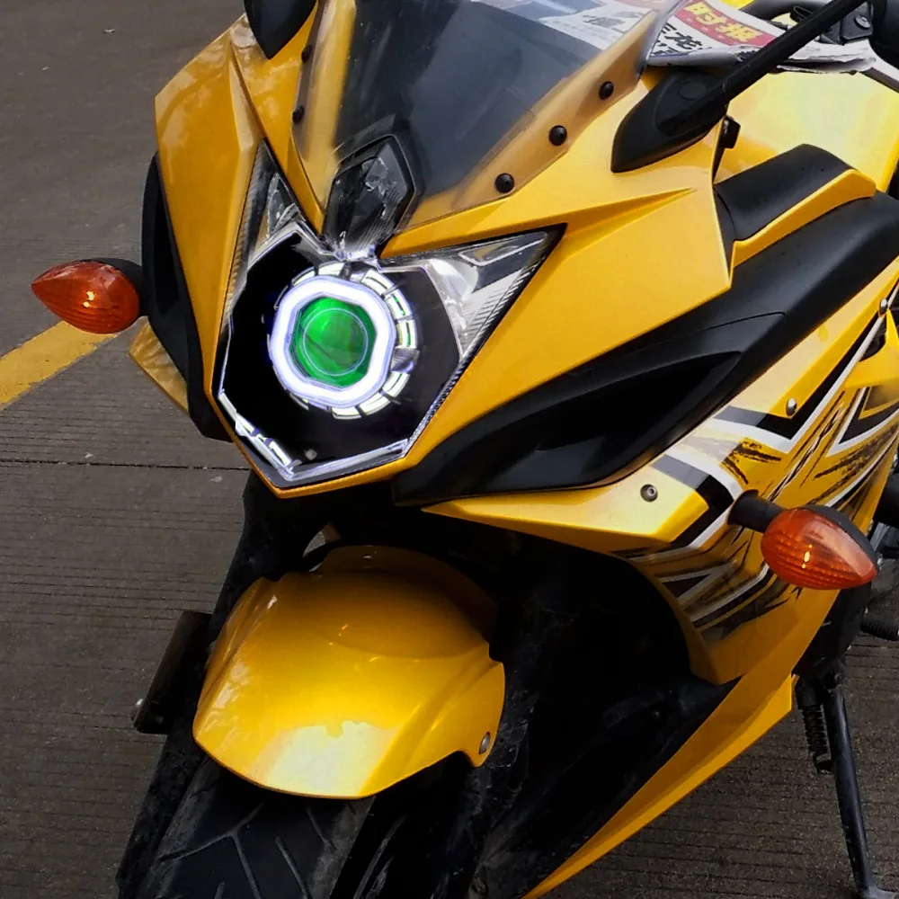 Передние фары KT для мотоцикла Yamaha FZ6R 09 16 Двойной &quotГлаз ангела&quot Глаз демона HID