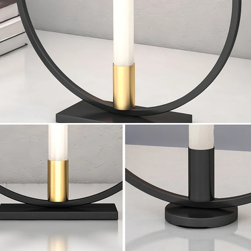 

Metal Candle Holders Black/Gold Candle Rack Round Iron Candlestick Home Christmas Party Table Centerpiece Decoration New Year