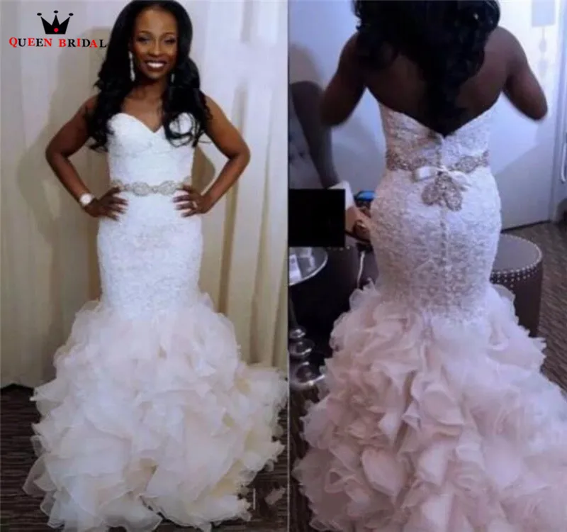 Роскошные свадебные платья с юбкой-годе сердечком оборками кружевом кристаллами