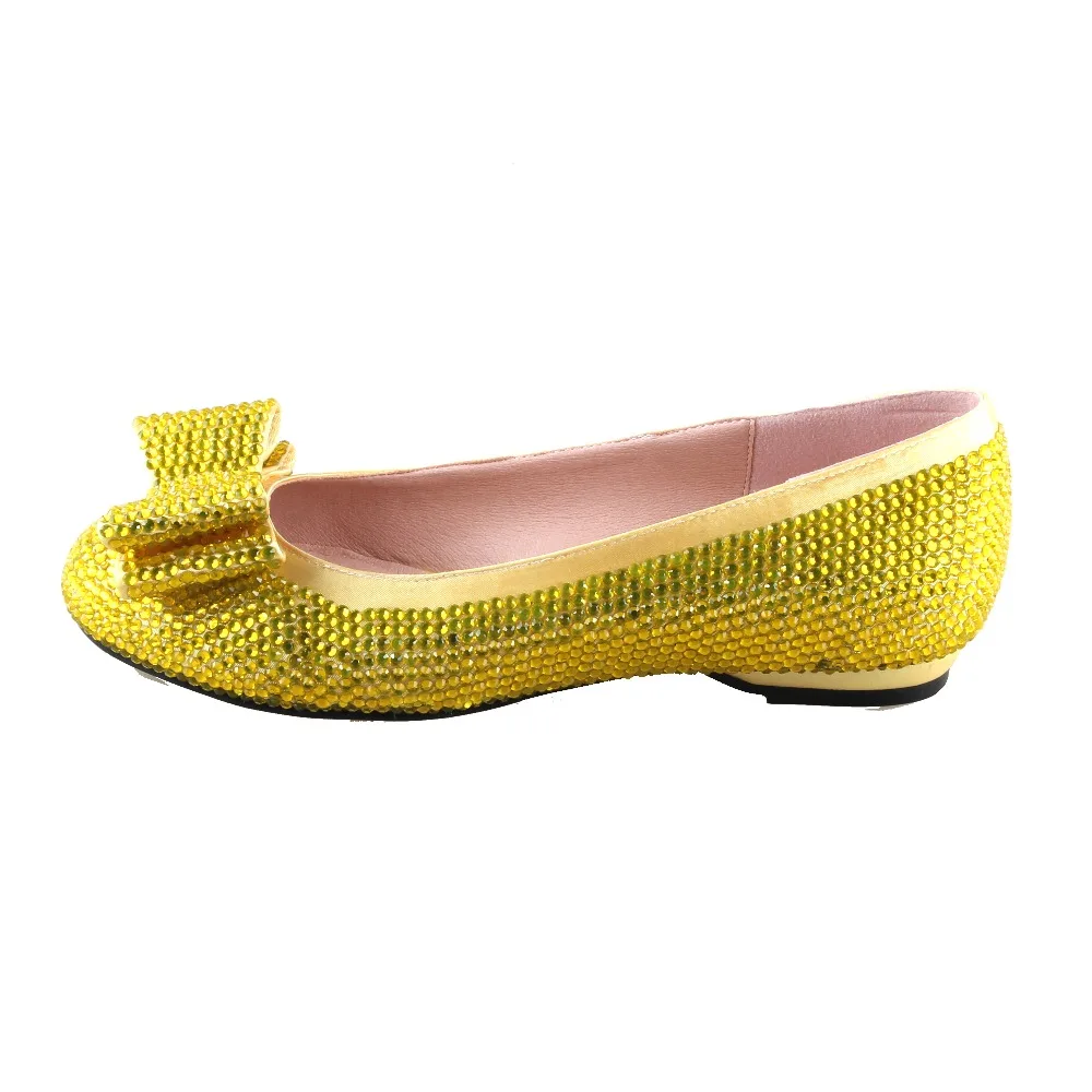 CHS999/женские туфли на плоской подошве изготовленные заказ с желтыми кристаллами
