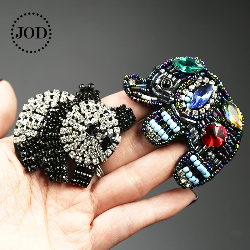 Embroidered Elephant Panda Bead Patches for Clothing Sew on Clothes Patch DIY Rhinestone Diamond Sewing Accessories Badges JOD | Дом и сад