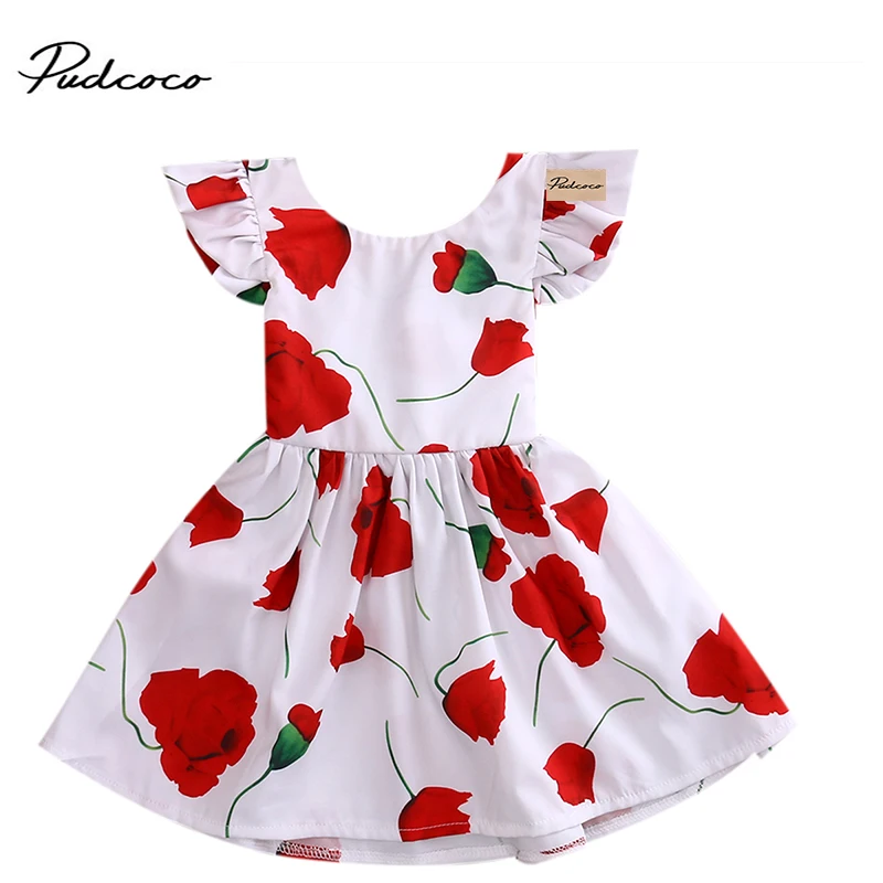 Детское платье бренда Pudcoco летнее пляжное вечерние с цветочным принтом и