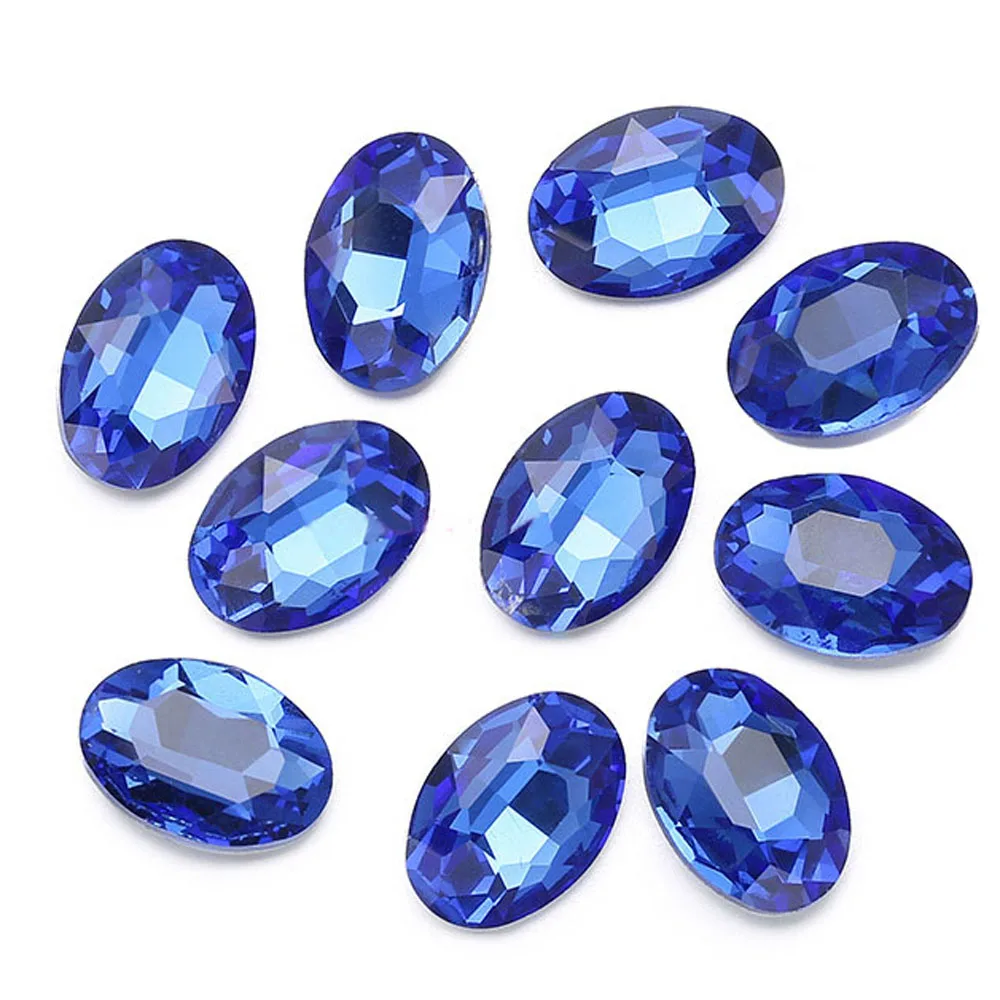 sapphire Продвижение прозрачных кристаллов овальной формы для дизайна ногтей Стразы с острым носком кристаллы и камни Клей На Стразы trass для одежды обувь - Цвет: sapphire