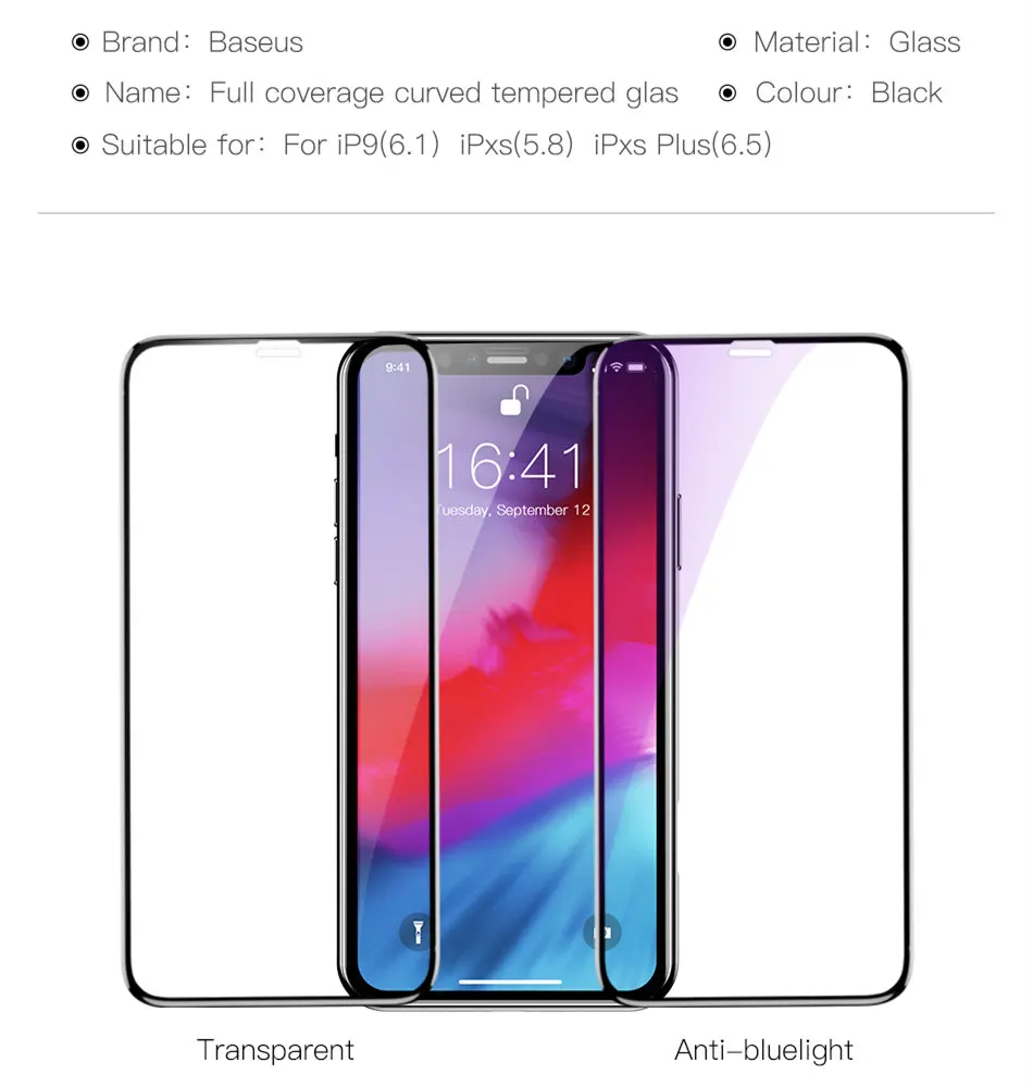 Baseus 0 3 мм закаленное стекло для iPhone Xs Max XR защита экрана полное покрытие защитное |