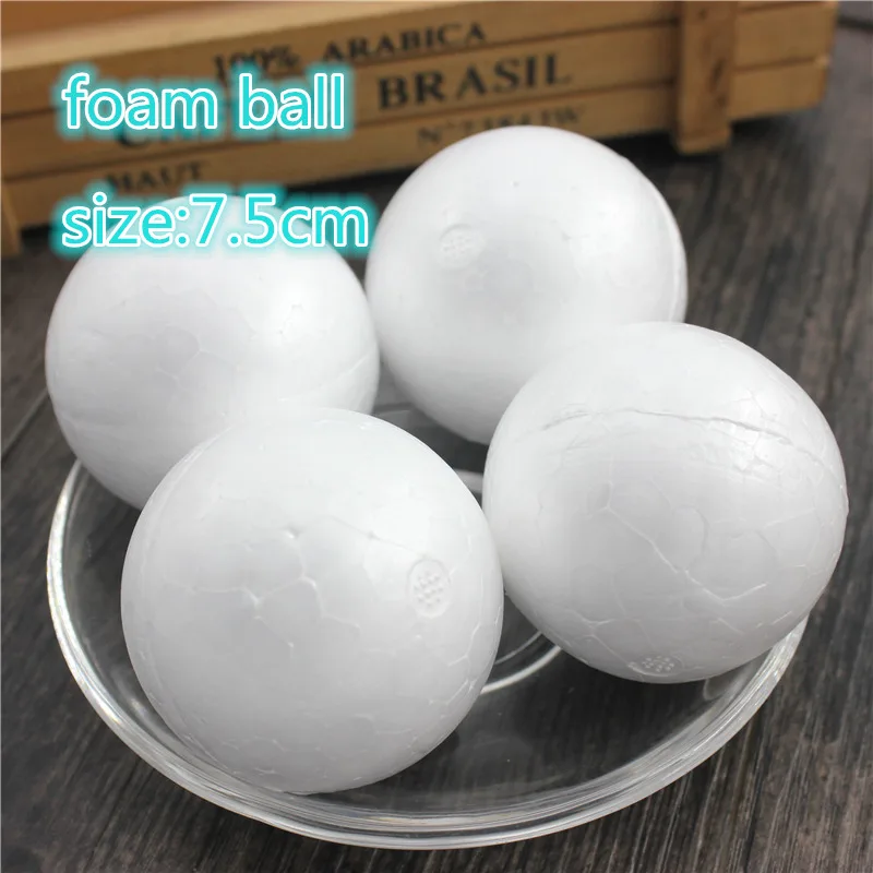 Foam ball 7.5cm 10 шт 7,5 см пенополистирол пенопластовые шары Белые шары для поделок для DIY Рождественские украшения подарки - Цвет: Foam ball 7.5cm