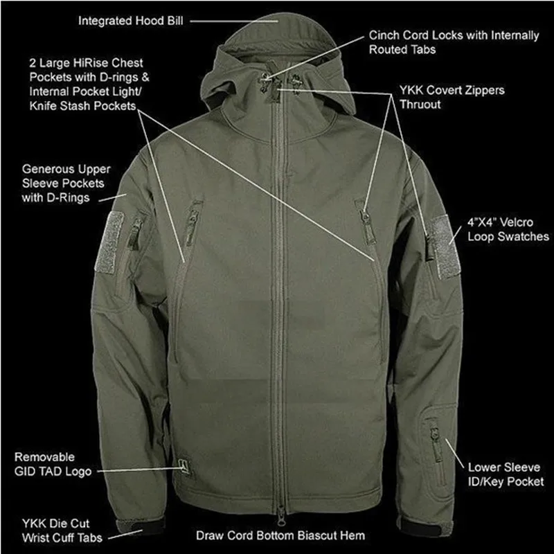 Мужская тактическая куртка Lurker Shark Skin Softshell V4 водонепроницаемая ветрозащитная