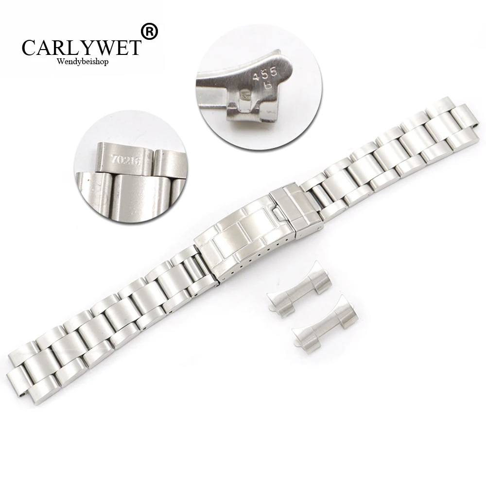 CARLYWET 20 мм стальные звенья полые изогнутые концы застежка ремешок для часов