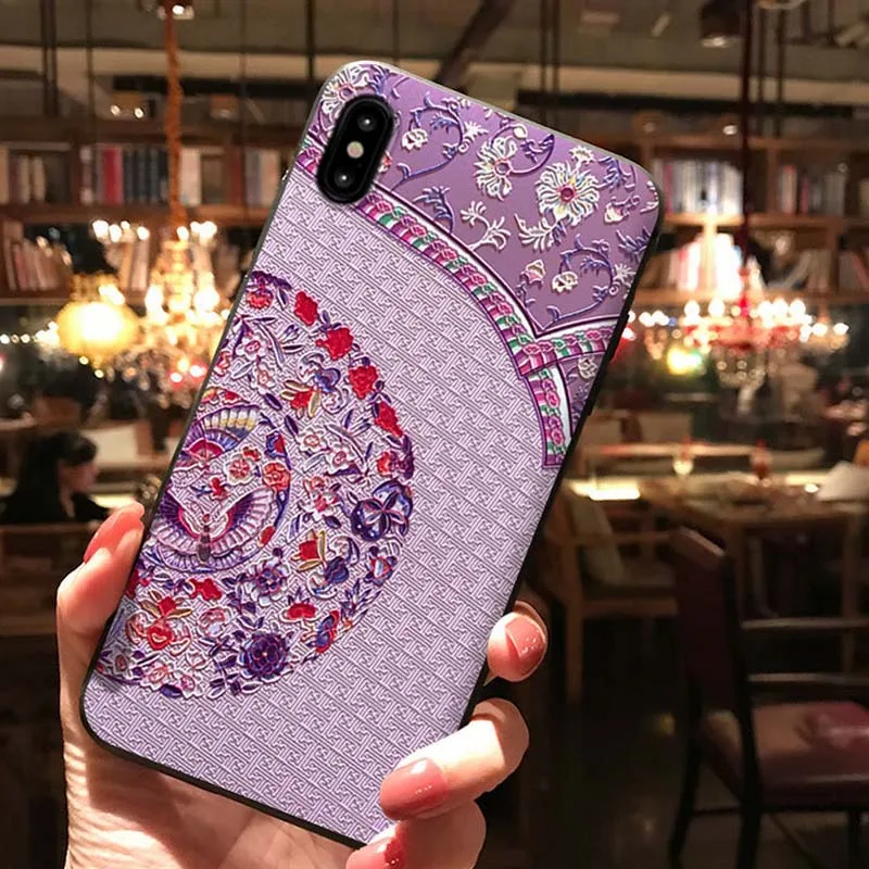 JIBAN для samsung S10plus Note9 S8plus Capa китайский стиль тисненый античный рукав силиконовая