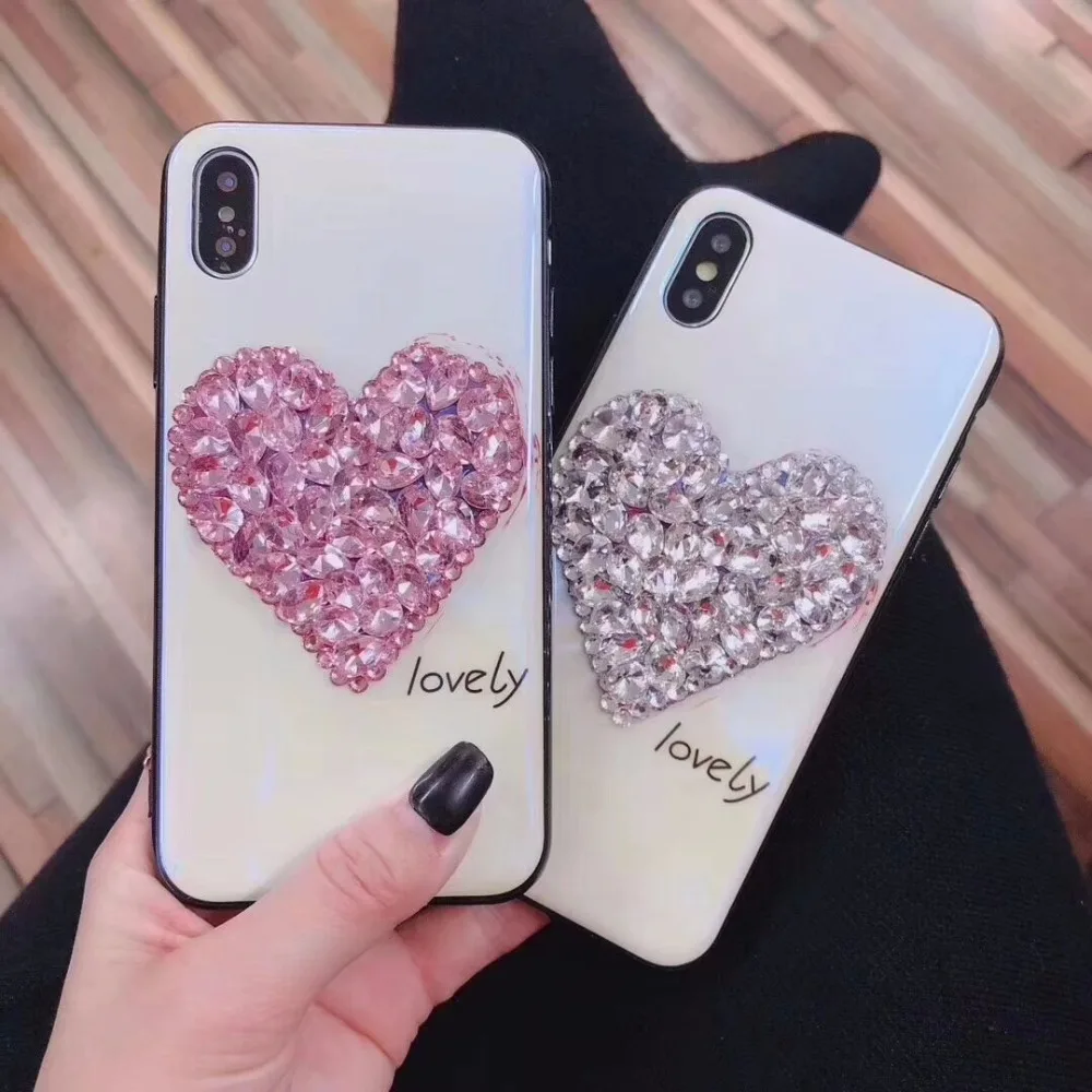 Роскошный DIY Алмазное сердце Blu-Ray чехол для телефона для samsung galaxy S10 Plus s8 s9 note8 note9 s9plus чехол s8plus чехол