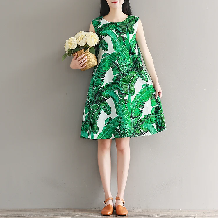 2018 высококачественное женское модное хлопковое платье без рукавов с принтом
