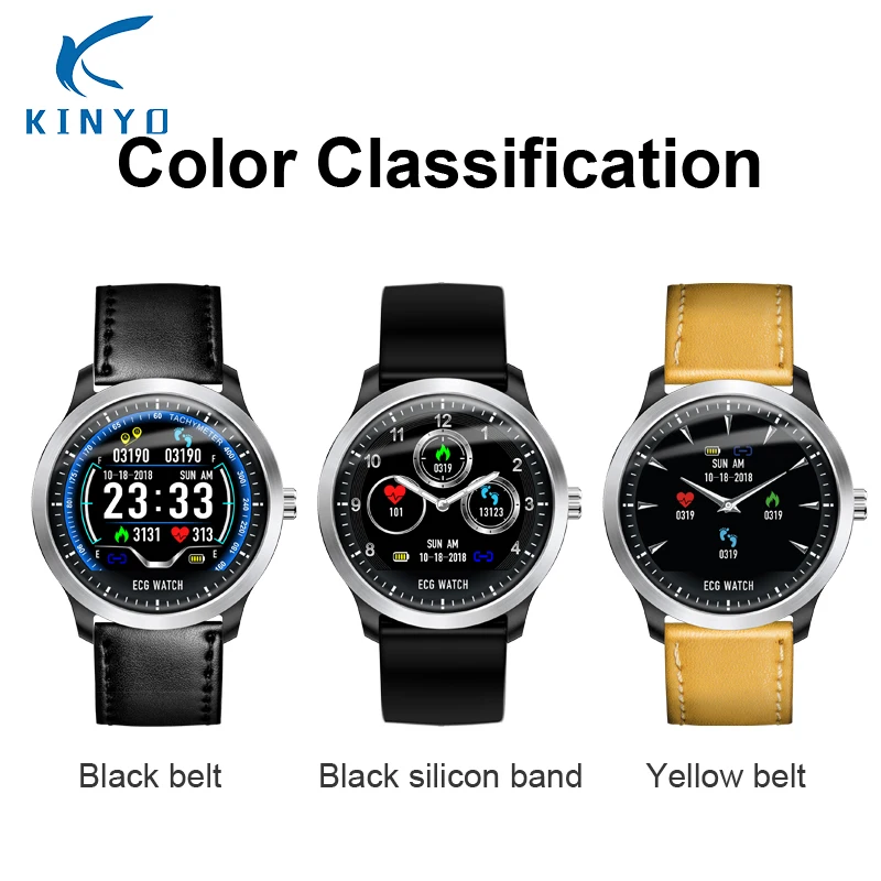 2018 newest HeartRate smartwatch ECG waterproof wrist watch Bluetooth sleep tracker smart clock message reminder for android ios |