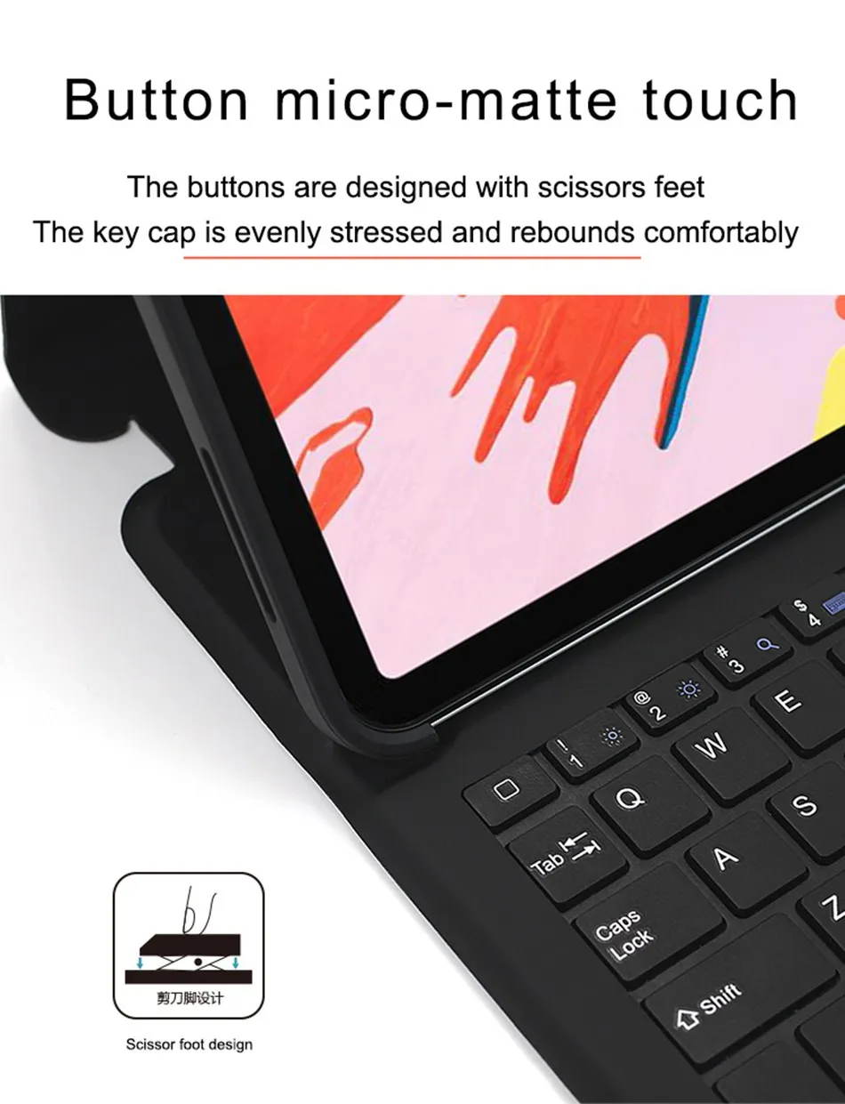 Чехол для клавиатуры Bluetooth для iPad Pro 12.9 / 11 Автоматическое сна Умный кожаный защитный чехол Ультратонкий слот для подставки для фолио Подставка для корпуса для iPad Pro 11 12.9(3-го поколения