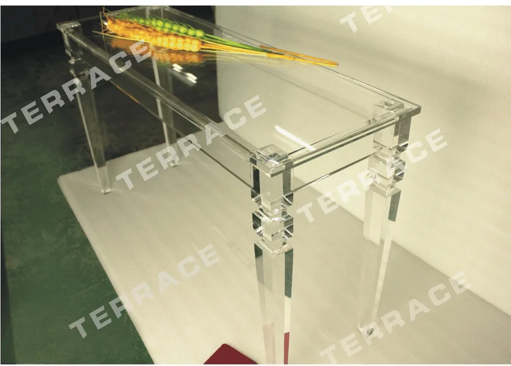 Rectangular lucite console table with square tapered acrylic legs Acrylic Dining Tables | Мебель