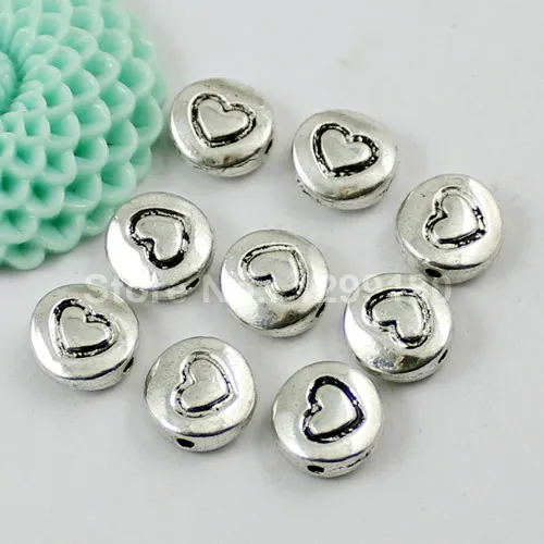 Плоские круглые бусины с узором в виде сердца для ожерелья браслета аксессуары