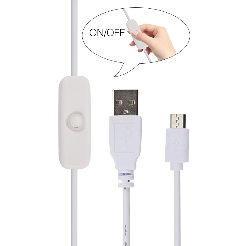 Кабель питания Raspberry Pi Micro USB с кнопкой включения/выключения совместим 3B + / 2B Pi3
