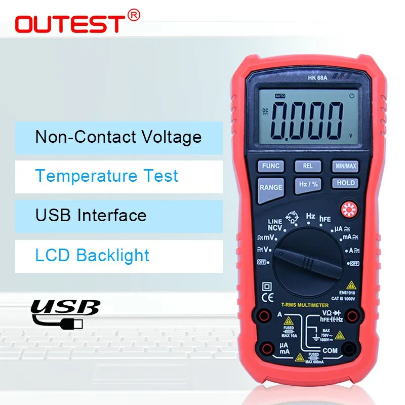 OUTEST Авто Цифровой мультиметр AC/DC Амперметр Вольтметр Ом метр Напряжение НТС