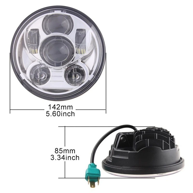 5.75 inch Motorcycle Headlight Samlight 45w DOT LED Headlamp Chrome Hi Low Beam with Bulb for Motorcycles Dyna |