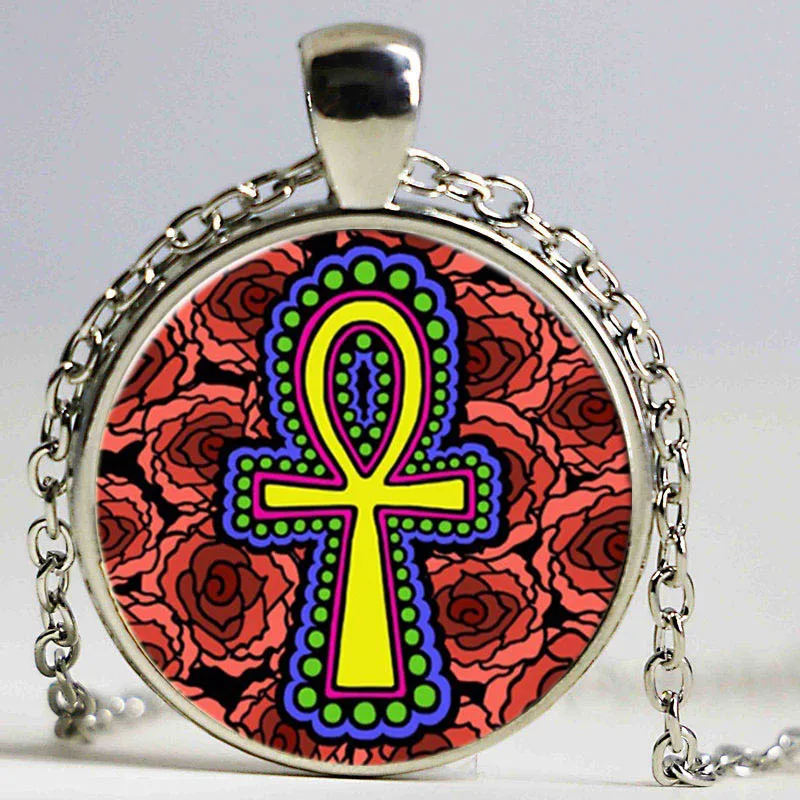 Цветок ankh Крест шаблон ожерелья и кулоны египетское ожерелье АНК pendentif искусство