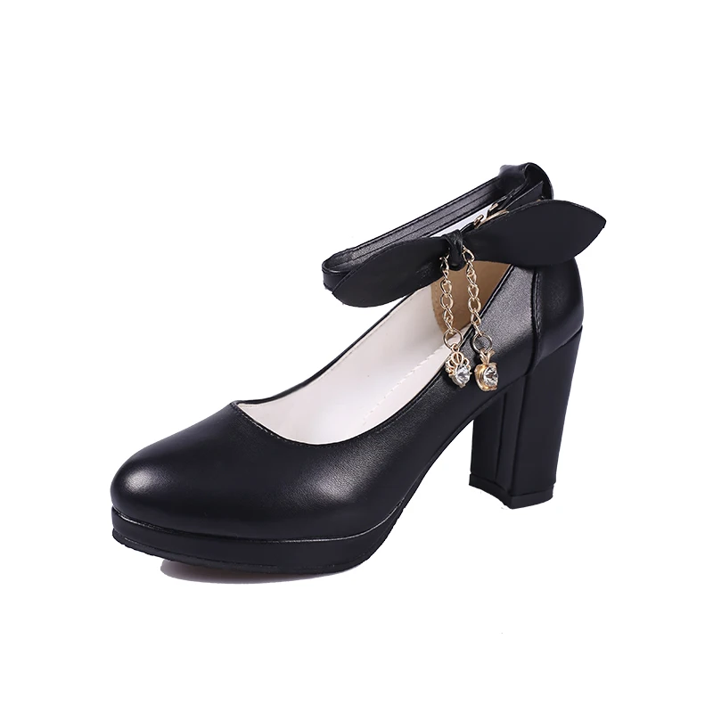 Small fresh high heels single round head shallow mouth with waterproof platform 2019 spring new wild fashion princess | Обувь