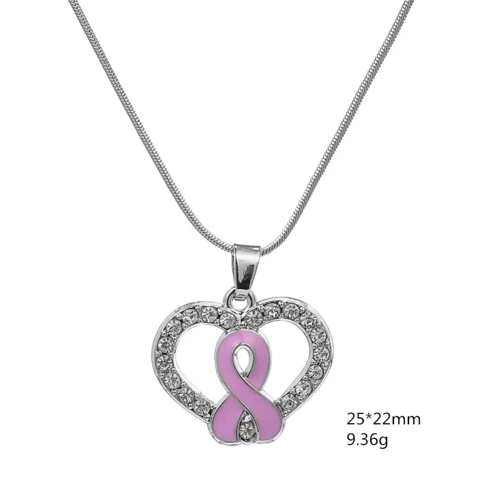 Кулон-ожерелье с эмалью из розовой ленты белые стразы сердце Шарм цепь со змеей |