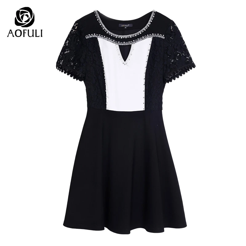 S ~ XL женское летнее платье со стразами кружевное в стиле пэчворк приталенное и