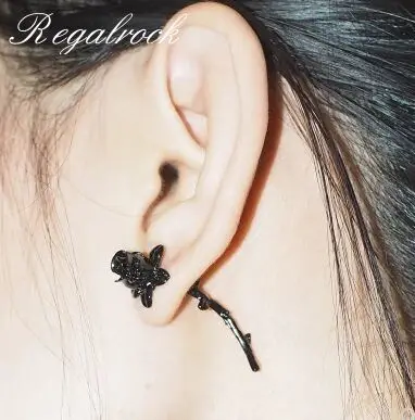 Regalrock Готическая Black Rose филиала: драгоценные сережки-гвоздики | Украшения и