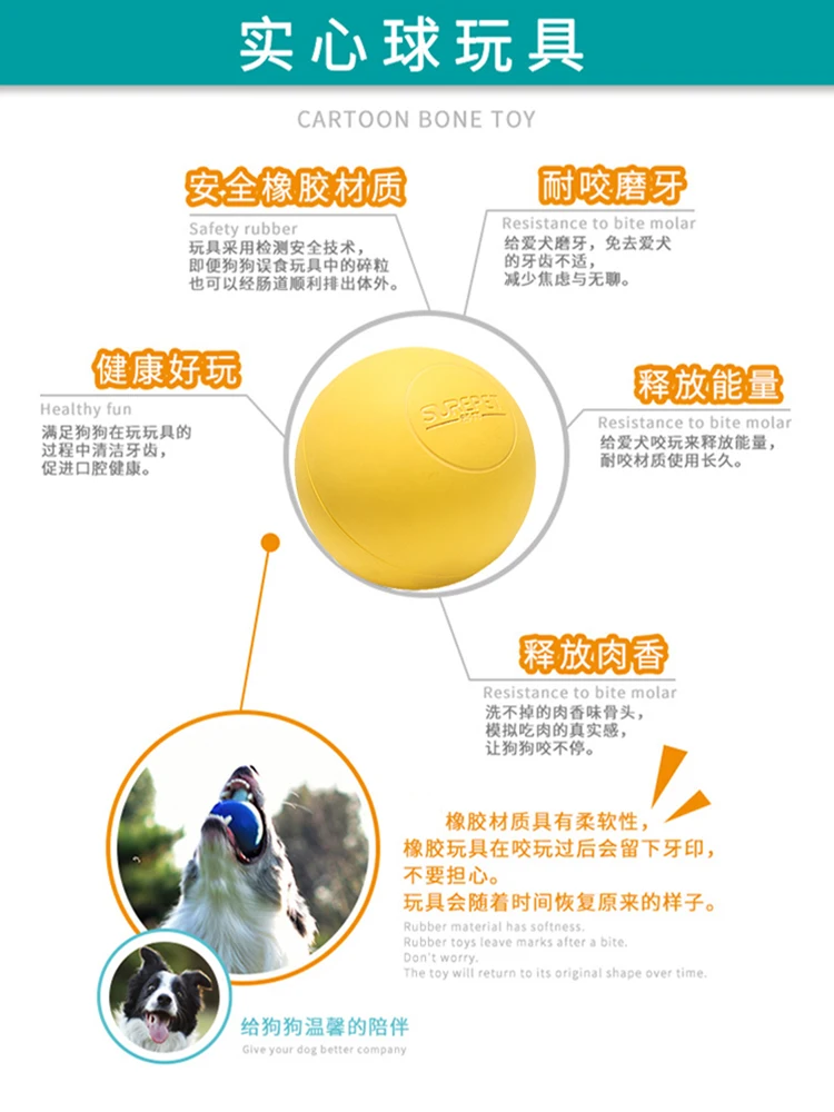 Игрушечный мяч для питомца устойчивый к укусам молярный эластичный резиновый