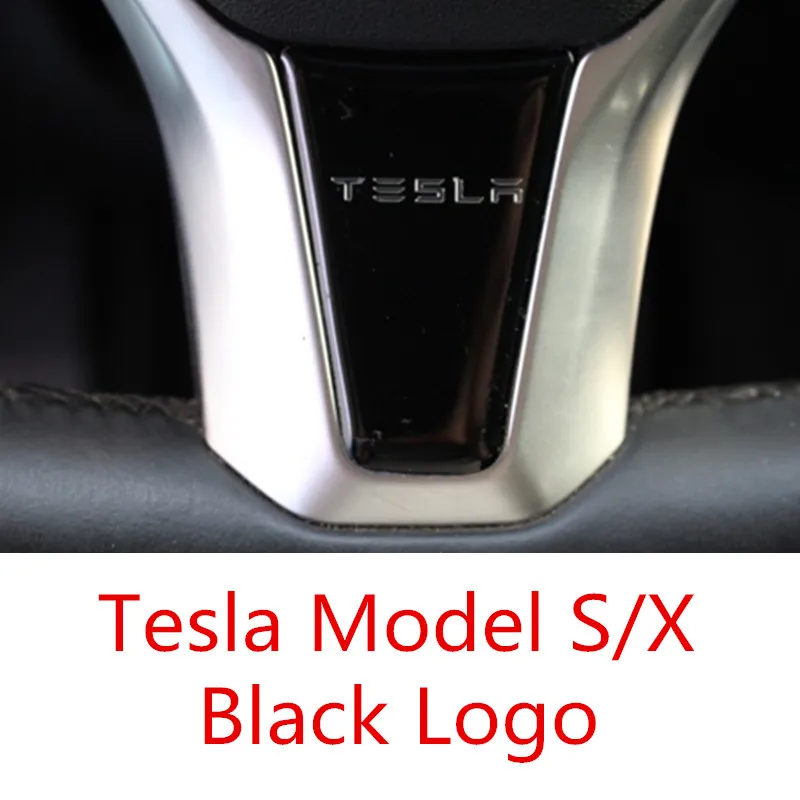 Black Logo TESLA S X Автомобильный интерьер рулевое колесо крышка автомобиля 3D PU рулевое колесо украшение крышка наклейка для Tesla модель S X - Название цвета: Black Logo