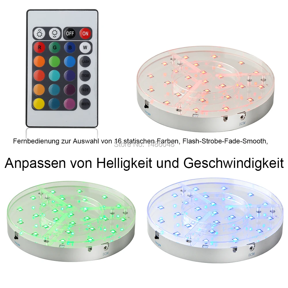 

30Pcs* Rechargeable 8INCH silver led light base with clear acrylic RGB Rechargeable Lithium battery Wedding centerpieces