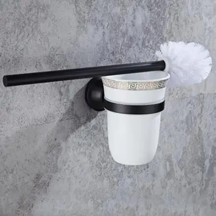 toilet brush holder Черный набор аксессуаров для ванной комнаты, крючок для халата, держатель для бумаги, держатель для полотенец, держатель для туалетной щетки, держатель для полотенец, набор аксессуаров для ванной комнаты - Цвет: toilet brush holder