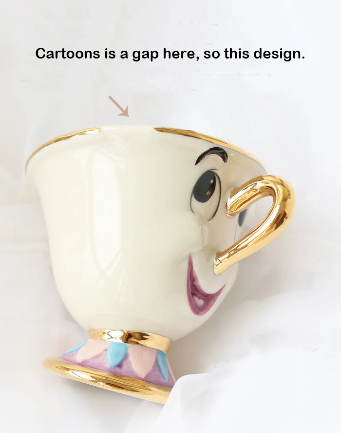 Красивый и чудовище позолоченный керамический чайник чашка Миссис Поттс