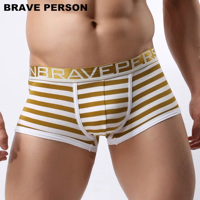 

Brand BRAVE PERSON Comfortable Panties Men gay Underwear Mens Boxers Underwear Sexy Striped Cotton Man Boxer Shorts Underpants