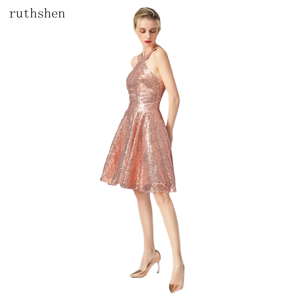 Ruthshen платья с блестками 2020 официальные розовые золотые короткие коктейльные