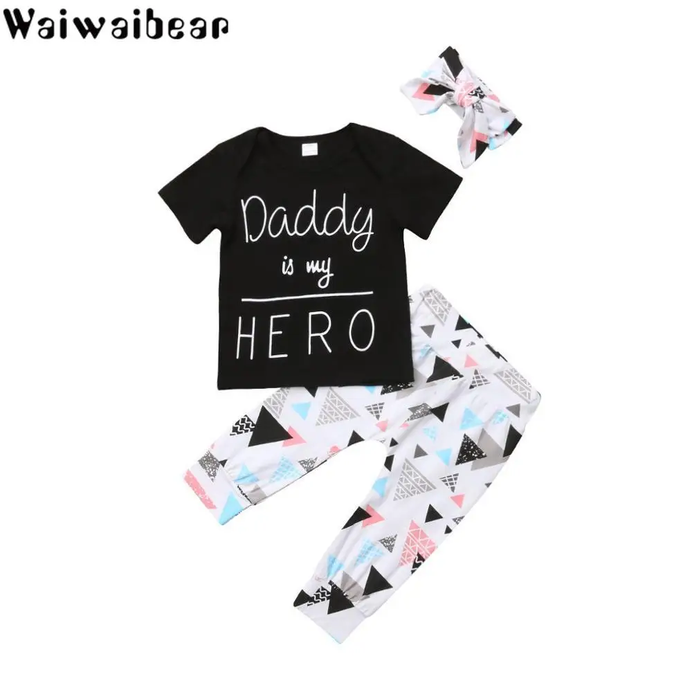 Waiwaibear летняя одежда для новорожденных маленьких девочек футболка с коротким