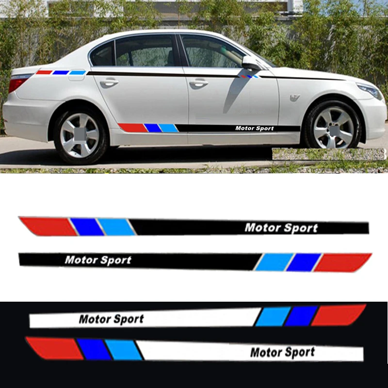 

2pcs NEW M Performance car side body sticker for bmw E30 E34 E36 E39 E46 E53 E60 E70 E71 E85 E87 E90 E91 E92 E83 F10 F20 F21 F30