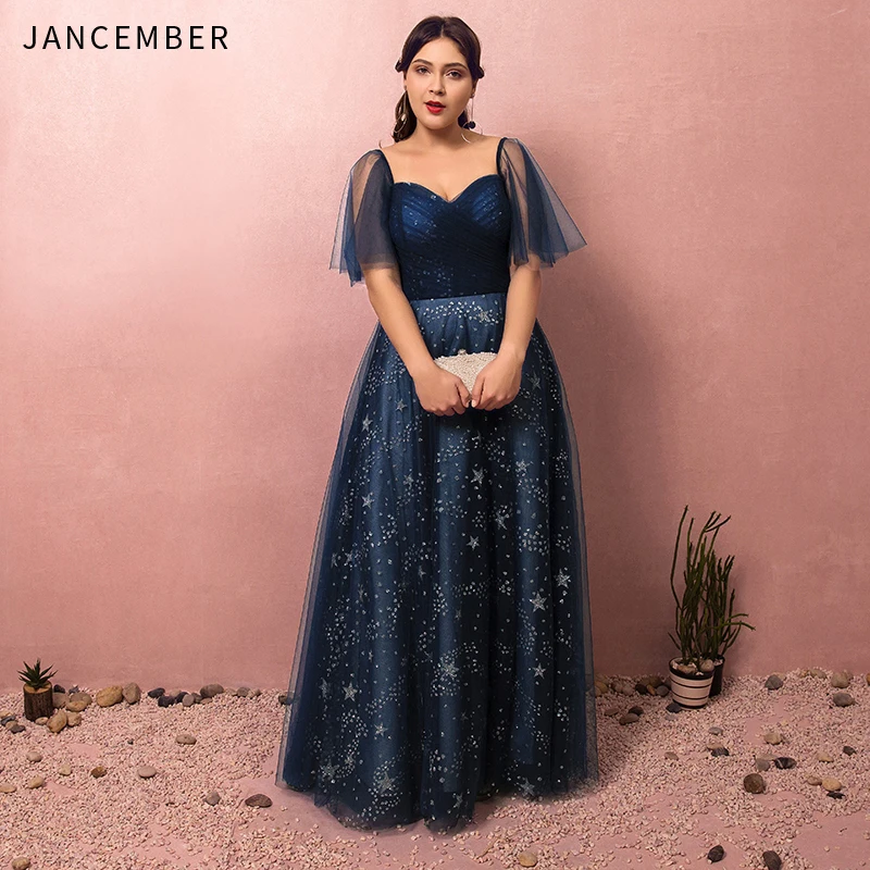 JANCEMBER/Вечерние платья больших размеров фатиновые Платья с коротким рукавом и