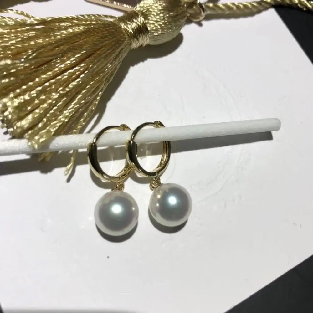 Очаровательные 10 11 мм Южно морские серьги с белыми жемчужинами 18|earrings earring|white