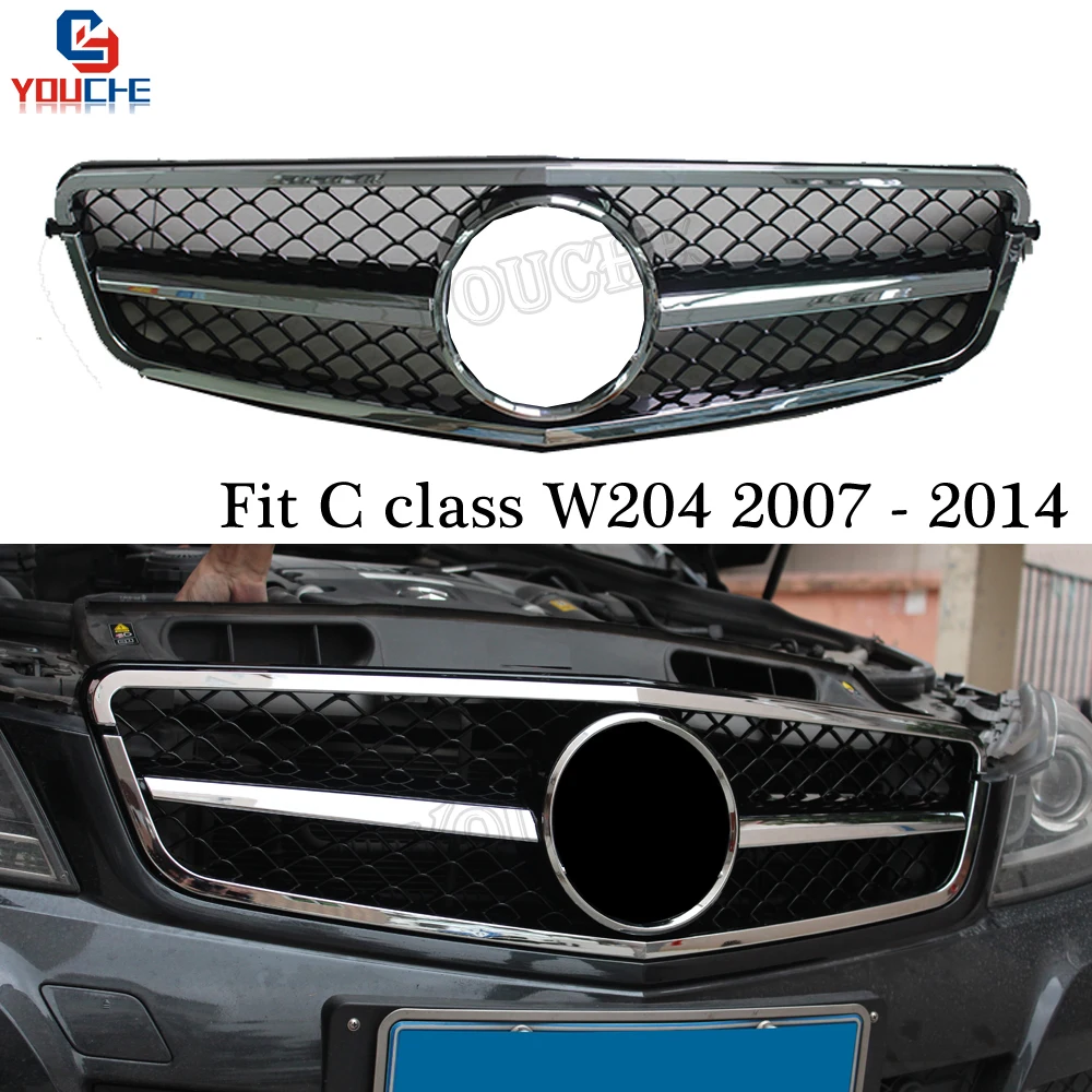 Решетка переднего бампера W204 для Mercedes C Class 2007 2014 C180 C220 C250 C300 C350 передняя решетка с