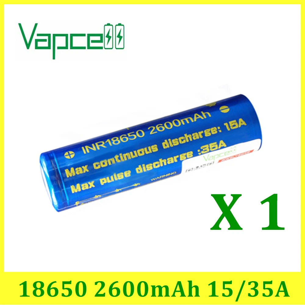 1 шт. Vapcell INR 18650 2600 мАч 15 А максимальный Импульсный разряд 35A литий ионная