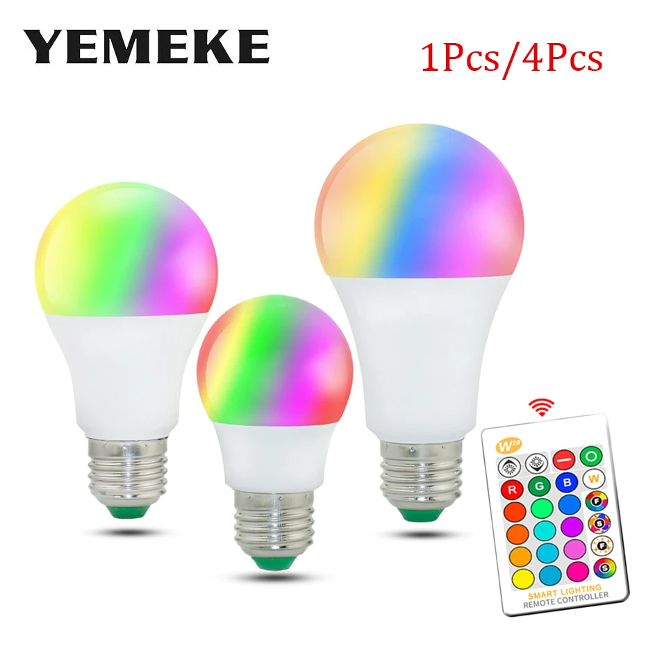 Цветная(Rgb) Светодиодная лампа E27 5 W 10 W 15 W светодиодный ночник с 24 кнопок пульта дистанционного управления, Управление затемнения красочный красный-зеленый-синий светодиод ламповое дежурное освещение вечерние лампы диско